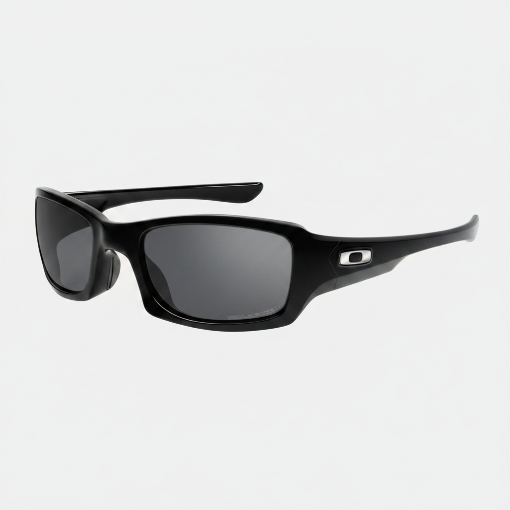 Oakley Polarized Fives Squared Sunglasses - Polished Black/Black Iridium Polarized — main view