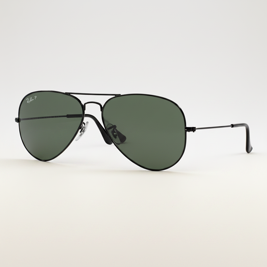 Ray-Ban RB3025 Aviator Classic Polarized Sunglasses - Black/Polarized Green Classic G-15 — main view