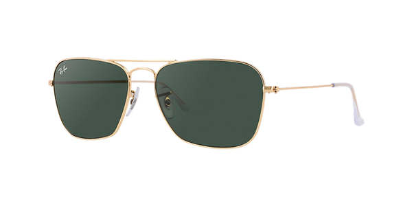 Ray-Ban RB3136 Caravan Aviator Sunglasses - Gold/Green Classic G-15 — main view