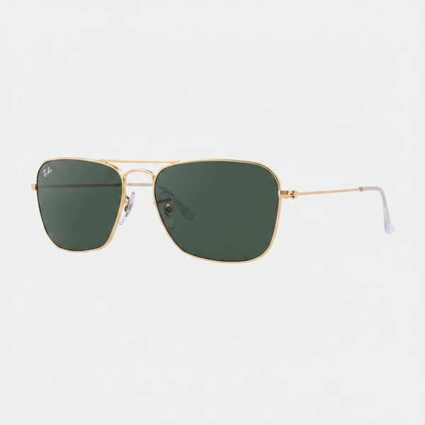 Ray-Ban RB3136 Caravan Aviator Sunglasses - Gold/Green Classic G-15 — main view