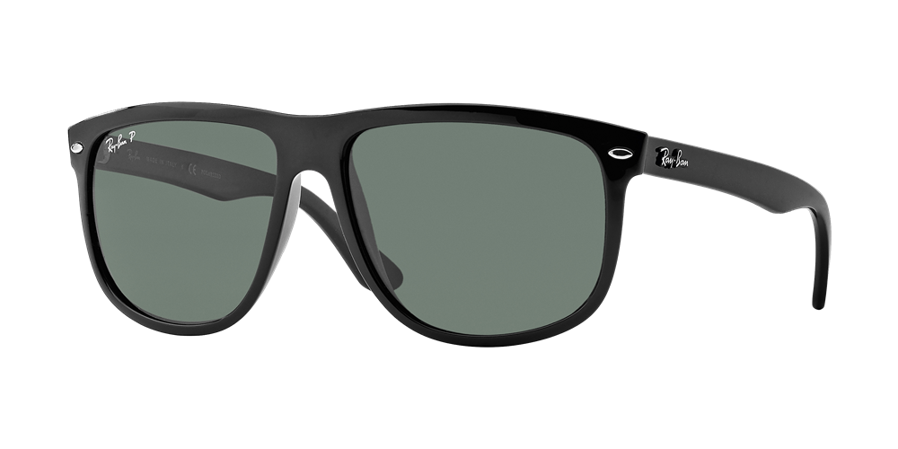 Ray-Ban RB4147 Flattop Boyfriend Sunglasses - Black/Polarized Green Classic G-15 — main view