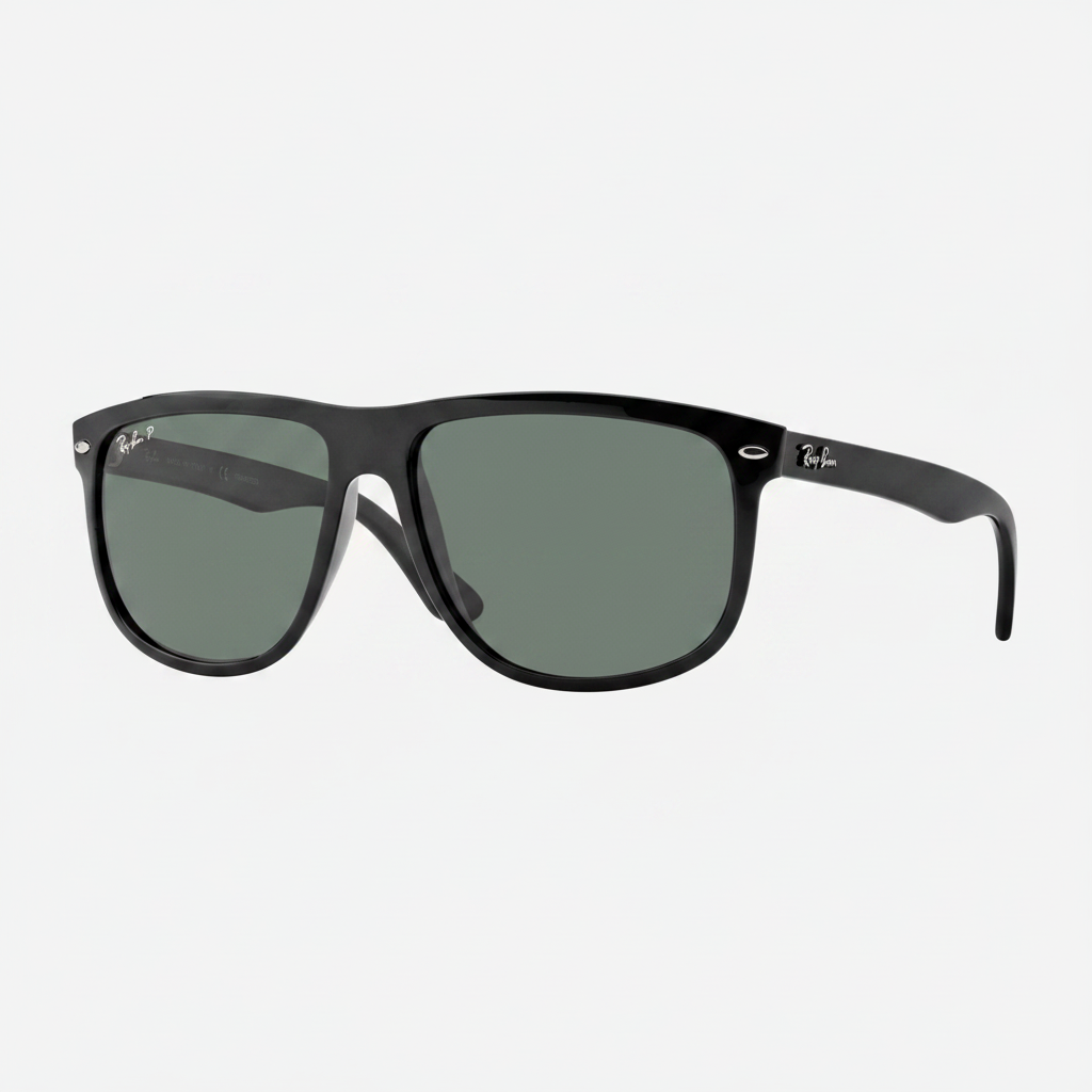 Ray-Ban RB4147 Flattop Boyfriend Sunglasses - Black/Polarized Green Classic G-15 — main view
