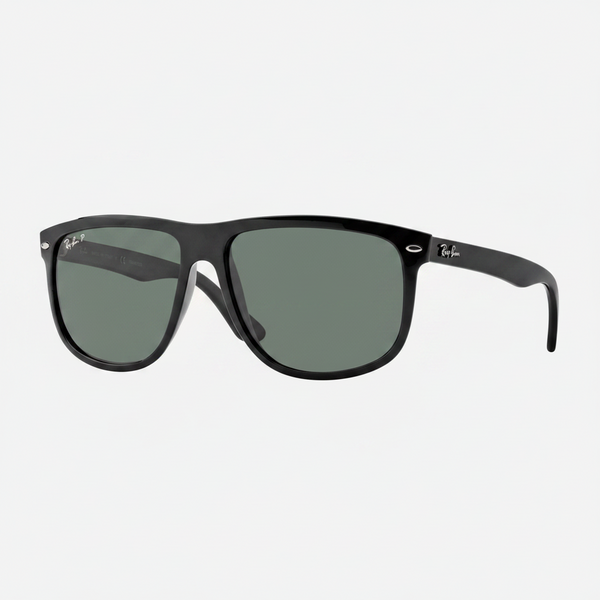 Ray-Ban RB4147 Flattop Boyfriend Sunglasses - Black/Polarized Green Classic G-15 — main view