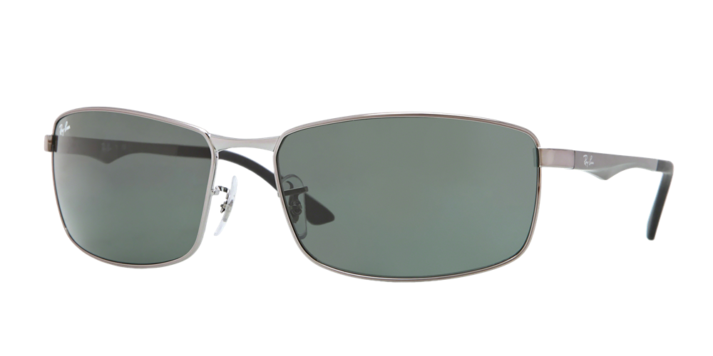 Ray-Ban RB3498 Metal Rectangle Sunglasses - Gunmetal/Green Classic — main view