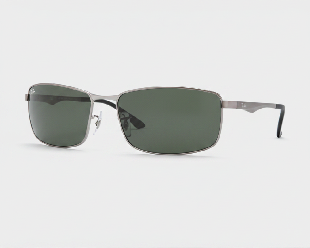 Ray-Ban RB3498 Metal Rectangle Sunglasses - Gunmetal/Green Classic — main view