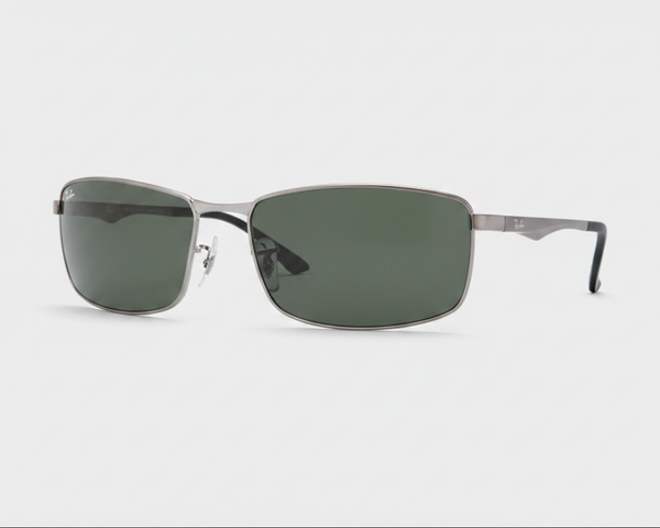Ray-Ban RB3498 Metal Rectangle Sunglasses - Gunmetal/Green Classic — main view