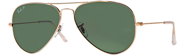 Ray-Ban RB3025 Polarized Original Aviator Sunglasses - Gold/Polarized Crystal Green — main view