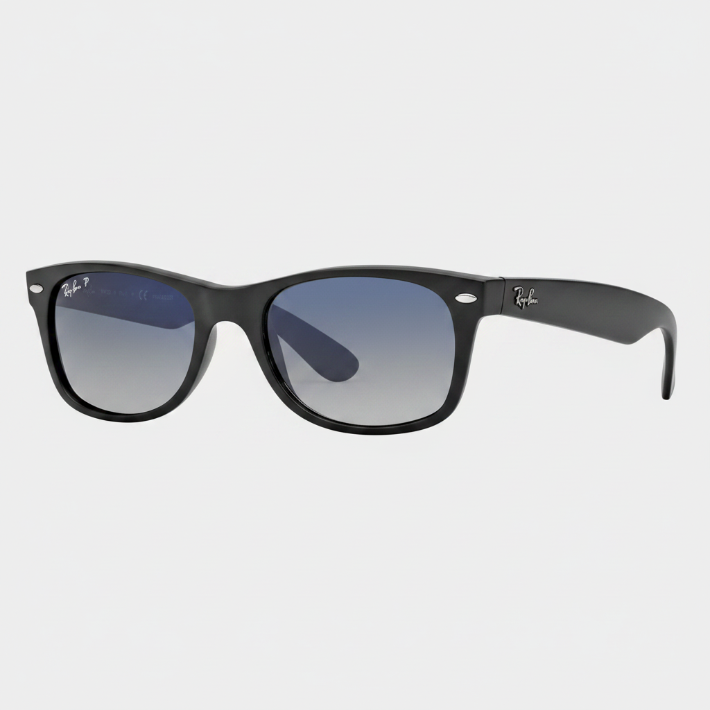 Ray-Ban Polarized New Wayfarer Matte Sunglasses - Black/Polarized Blue/Grey Gradient — main view