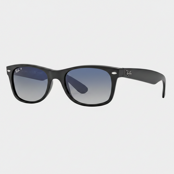 Ray-Ban Polarized New Wayfarer Matte Sunglasses - Black/Polarized Blue/Grey Gradient — main view