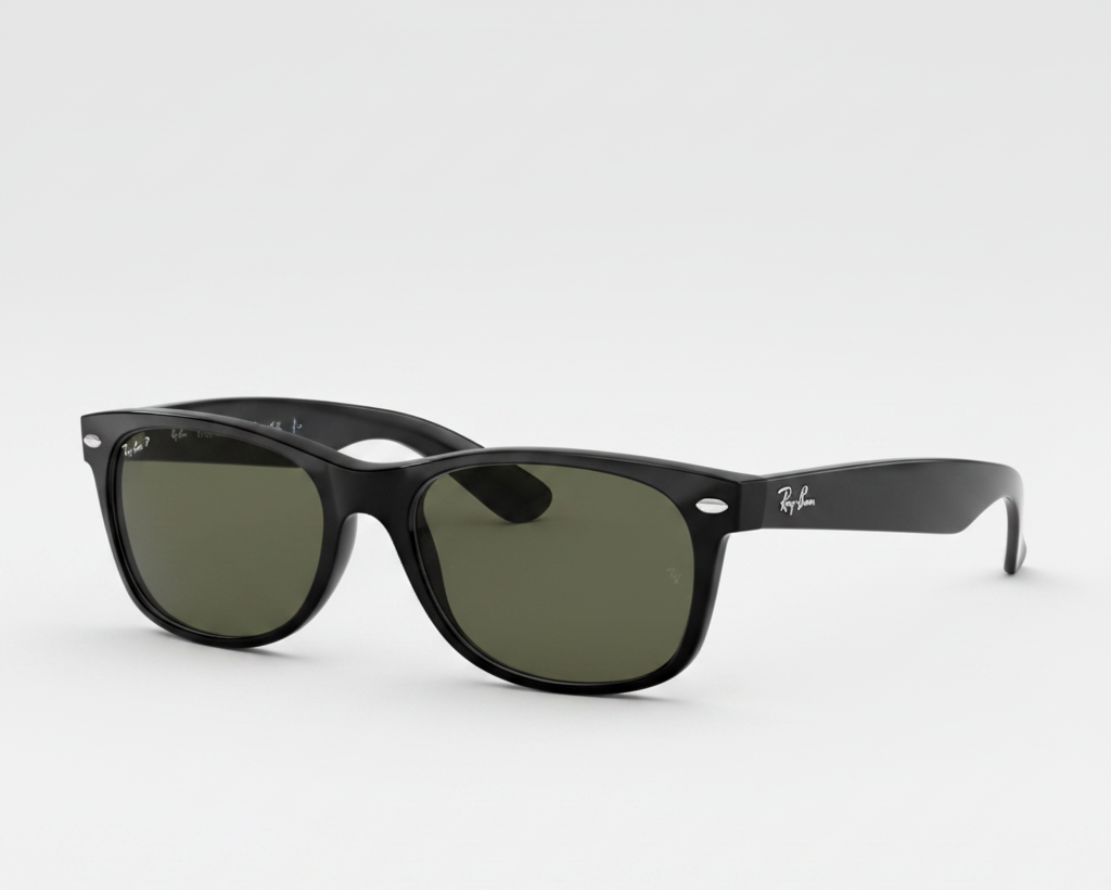 Ray-Ban RB2132 Polarized New Wayfarer Sunglasses - Black/Polarized Green Classic G-15 — main view