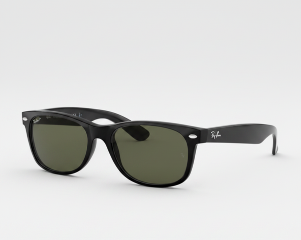 Ray-Ban RB2132 Polarized New Wayfarer Sunglasses - Black/Polarized Green Classic G-15 — main view