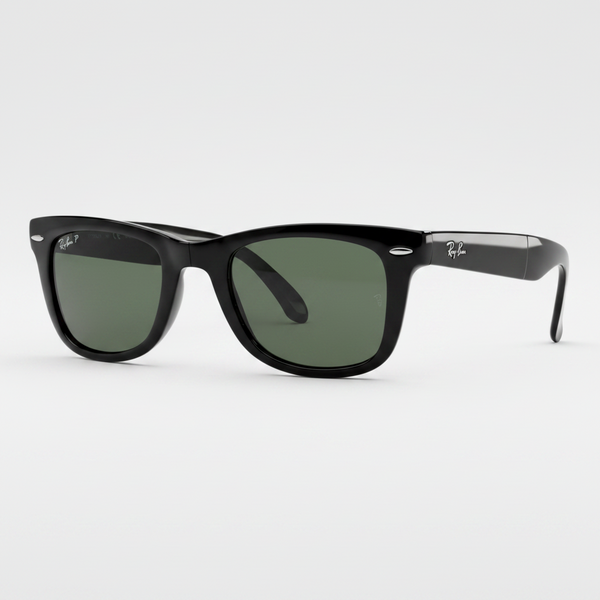 Ray-Ban RB4105 Wayfarer Folding Classic Sunglasses - Black/Polarized Green Classic G-15 — main view