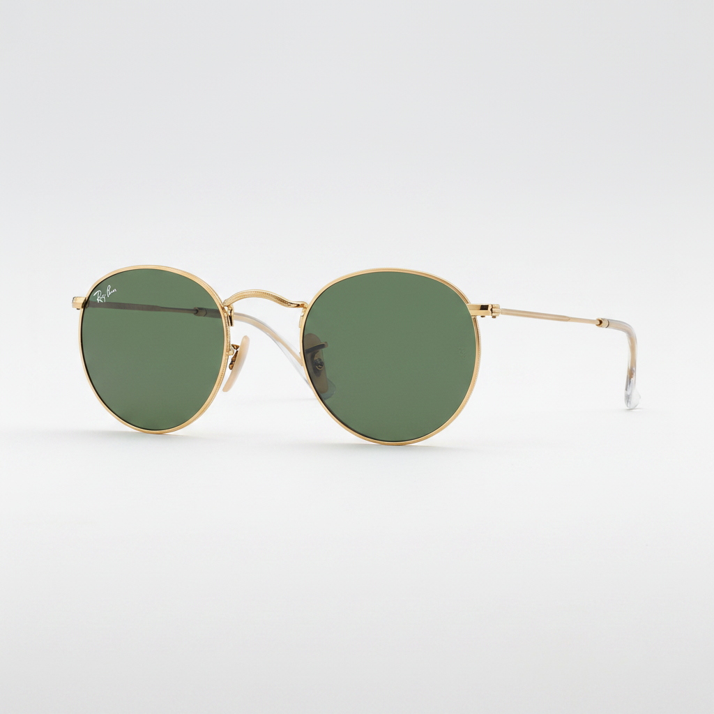 Ray-Ban RB3447 Round Metal Sunglasses - Gold/Green Classic G-15 — main view