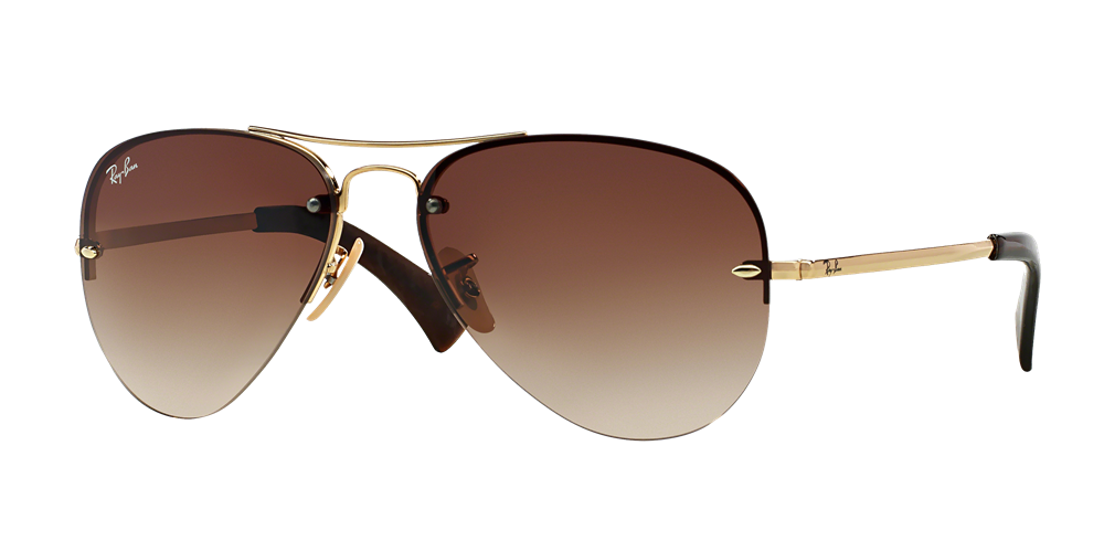 Ray-Ban Semi-Rimless Aviator Sunglasses - Gold/Brown Gradient — main view