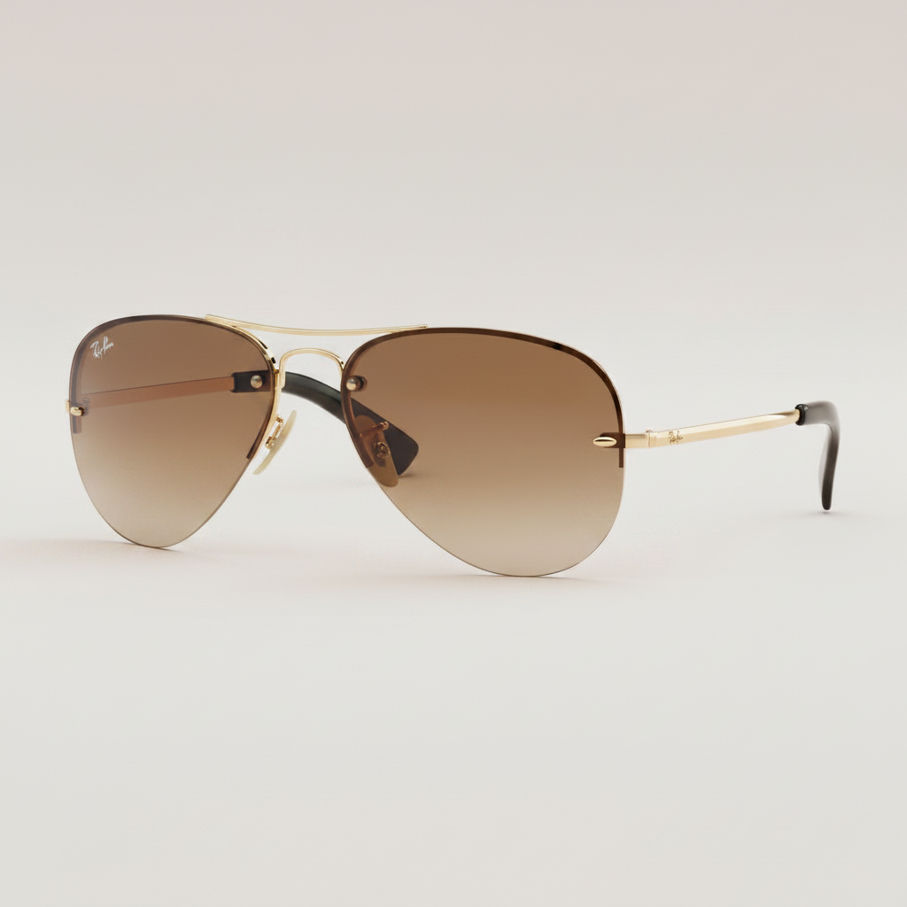 Ray-Ban Semi-Rimless Aviator Sunglasses - Gold/Brown Gradient — main view