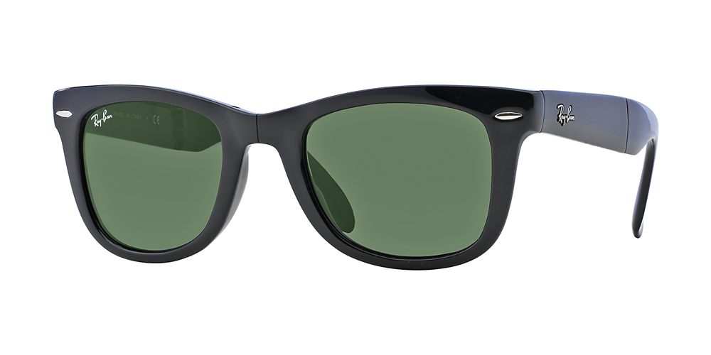 Ray-Ban RB4105 Wayfarer Folding Classic Sunglasses - Black/Green Classic G-15 — main view