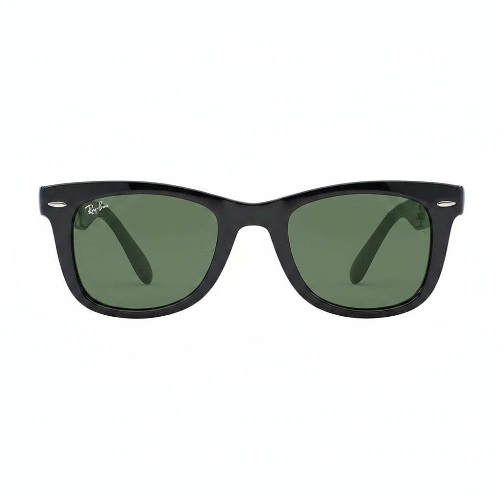 Ray-Ban RB4105 Wayfarer Folding Classic Sunglasses - Black/Green Classic G-15 — main view