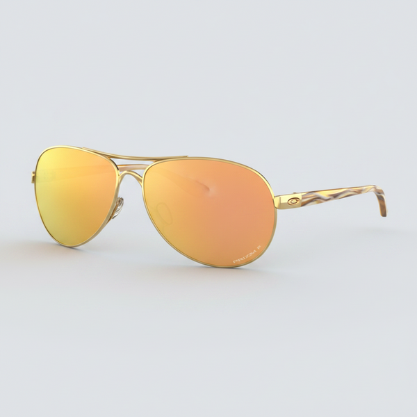 Oakley Womens Polarized Feedback Sunglasses - Polished Gold/Prizm Rose Gold Polarized — main view