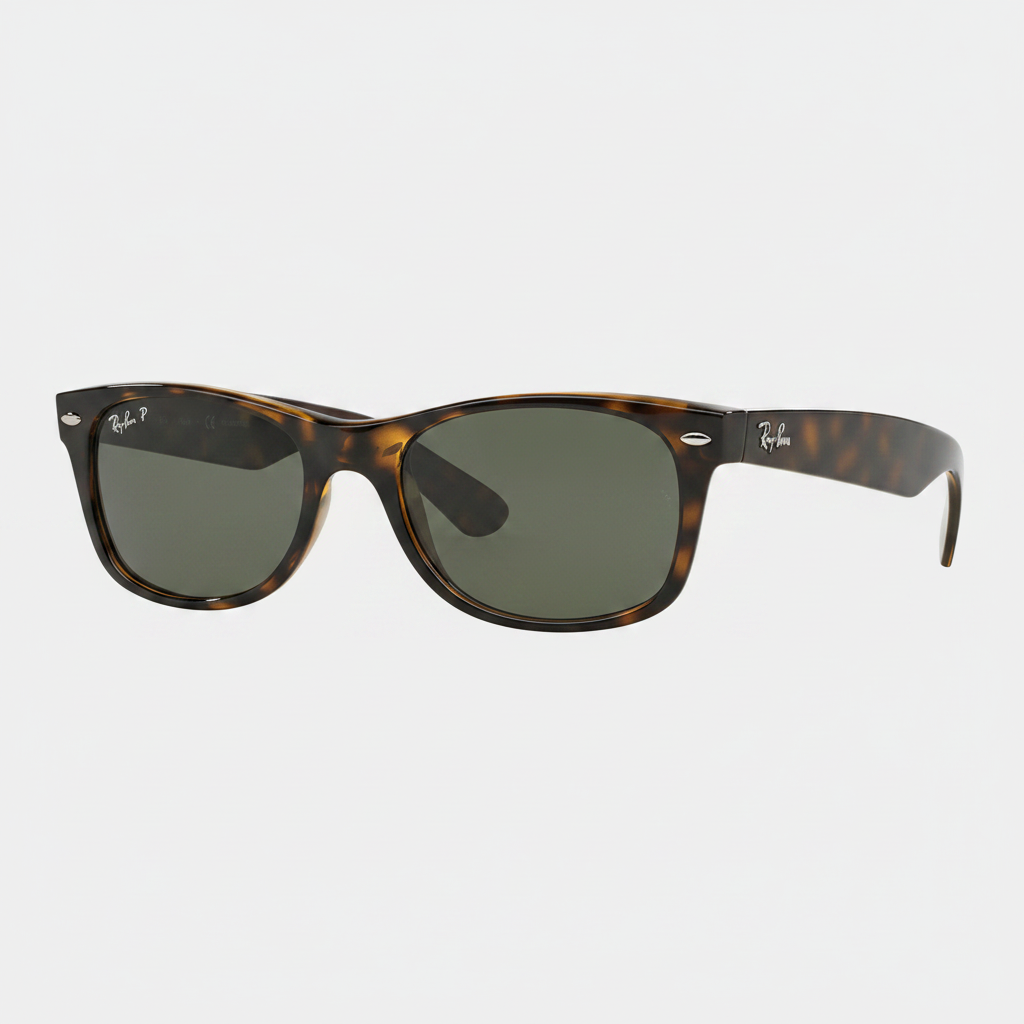 Ray-Ban Polarized New Wayfarer Classic Sunglasses - Tortoise/Polarized Green Classic G-15 — main view