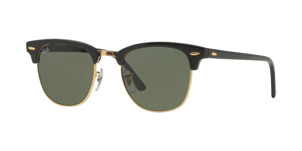 Ray-Ban Clubmaster Classic Sunglasses - Black/Green Classic G15 — main view