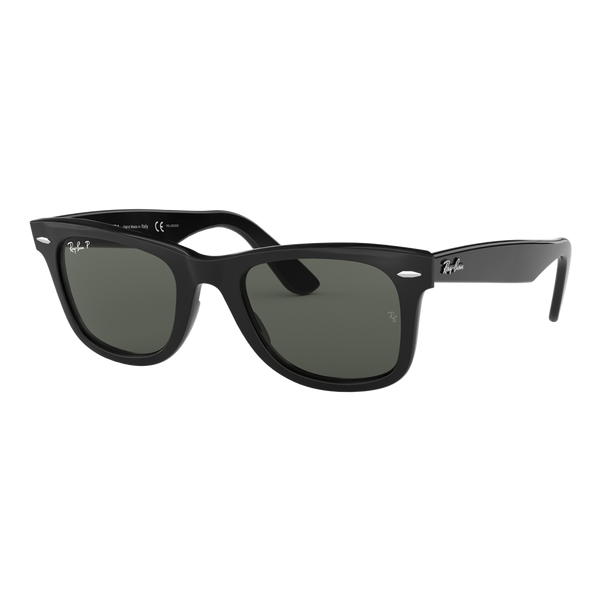 Ray-Ban Polarized Original Wayfarer Classic Sunglasses - Black/Polarized Green Classic G-15 - Size 50 frame — main view