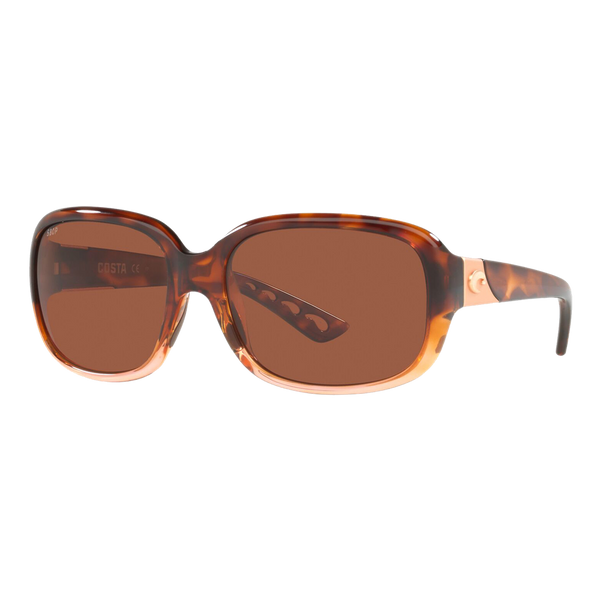 Costa Womens Gannet Sunglasses Shiny Tortoise Fade/Copper 580P - Size 58 frame — main view