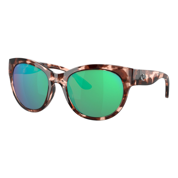 Costa Womens Maya Sunglasses - Shiny Coral Tortoise/Green Mirror 580G — main view