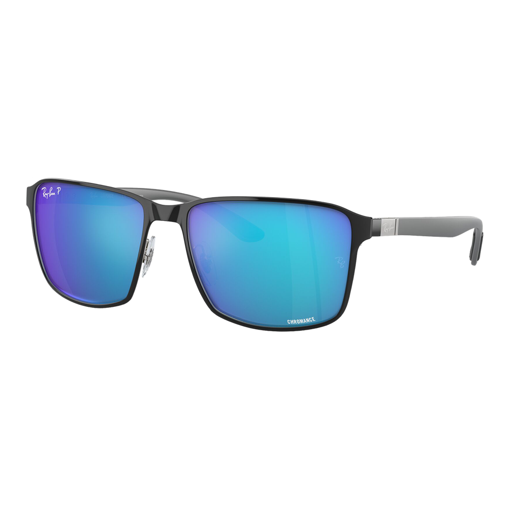 Ray-Ban Polarized RB3721CH Sunglasses - Black on Silver/Polarized Blue Chromance — main view