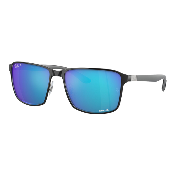 Ray-Ban Polarized RB3721CH Sunglasses - Black on Silver/Polarized Blue Chromance — main view