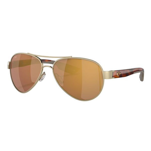Costa Womens Loreto Sunglasses Brushed Gold/Gold Mirror 580G - Size 56 frame — main view