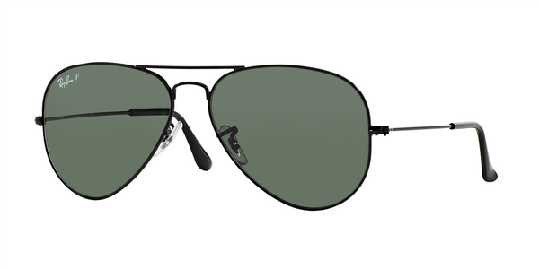 Ray-Ban RB3025 Aviator Classic Polarized Sunglasses - Black/Polarized Green Classic G-15 — main view