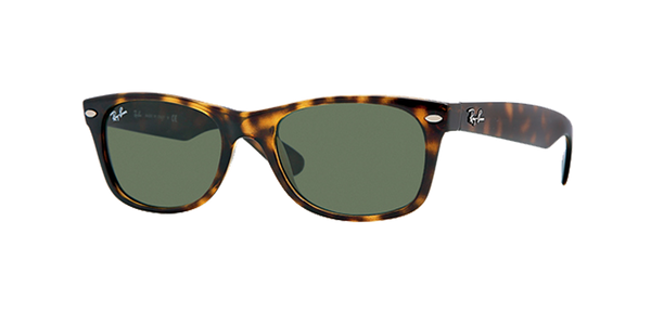 Ray-Ban RB2132 New Wayfarer Classic Sunglasses - Tortoise/Crystal Green — main view