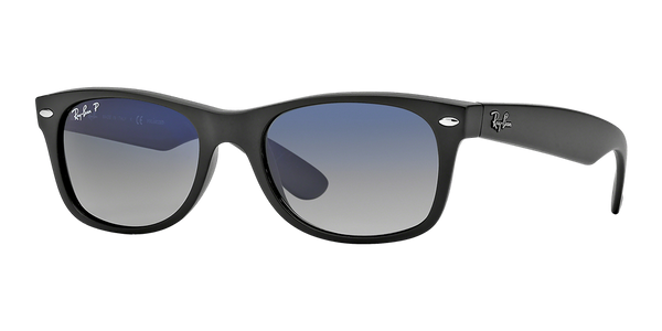 Ray-Ban Polarized New Wayfarer Matte Sunglasses - Black/Polarized Blue/Grey Gradient — main view