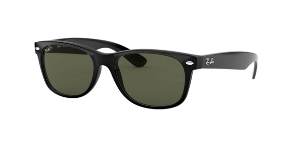 Ray-Ban RB2132 Polarized New Wayfarer Sunglasses - Black/Polarized Green Classic G-15 — main view