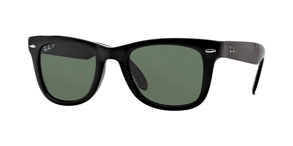 Ray-Ban RB4105 Wayfarer Folding Classic Sunglasses - Black/Polarized Green Classic G-15 — main view