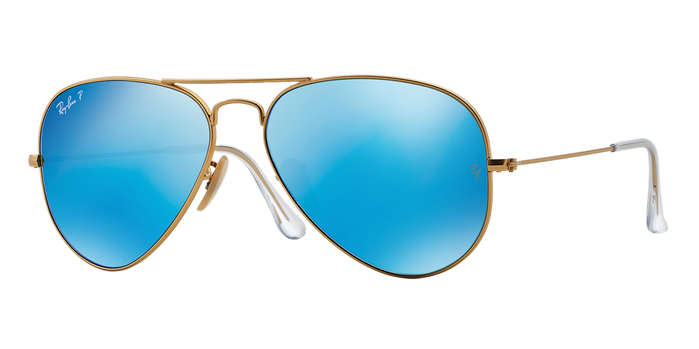 Ray-Ban Polarized Aviator Flash Lens Sunglasses - Gold/Polarized Blue Flash — main view