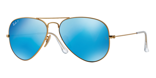 Ray-Ban Polarized Aviator Flash Lens Sunglasses - Gold/Polarized Blue Flash — main view