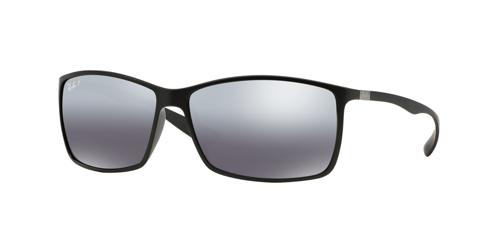 Ray-Ban Polarized Liteforce Tech Sunglasses - Black/Polarized Silver Mirror — main view