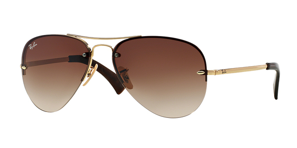 Ray-Ban Semi-Rimless Aviator Sunglasses - Gold/Brown Gradient — main view