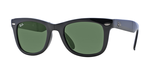 Ray-Ban RB4105 Wayfarer Folding Classic Sunglasses - Black/Green Classic G-15 — main view