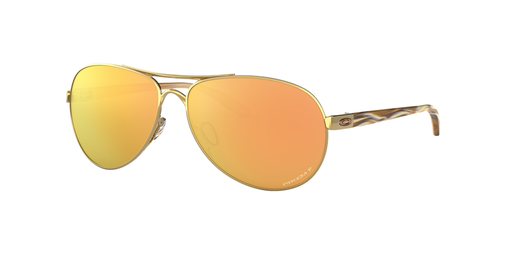 Oakley Womens Polarized Feedback Sunglasses - Polished Gold/Prizm Rose Gold Polarized — main view