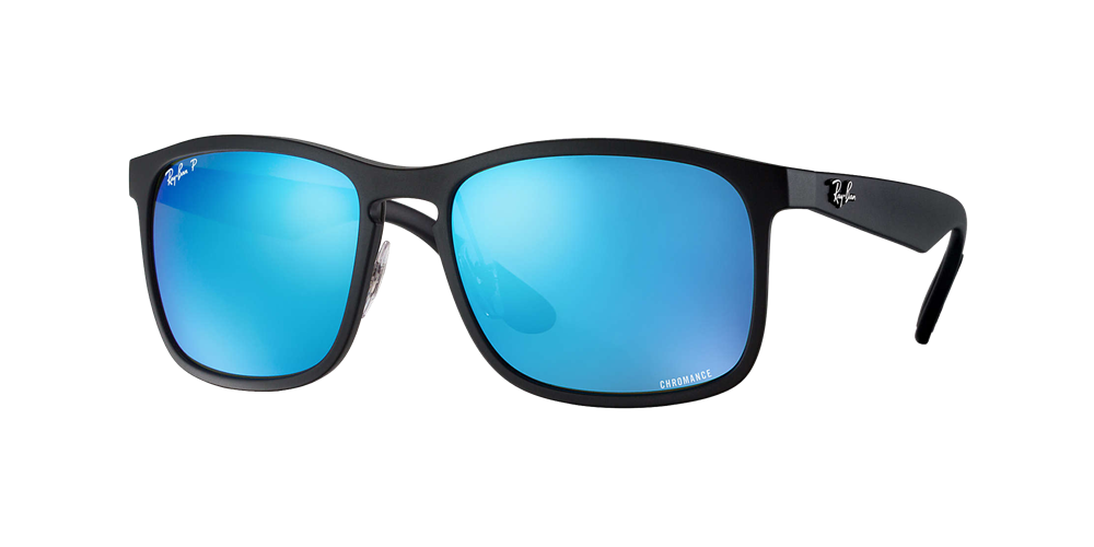 Ray-Ban Polarized Chromance Sunglasses - Black/Polarized Blue Mirror Chromance — main view