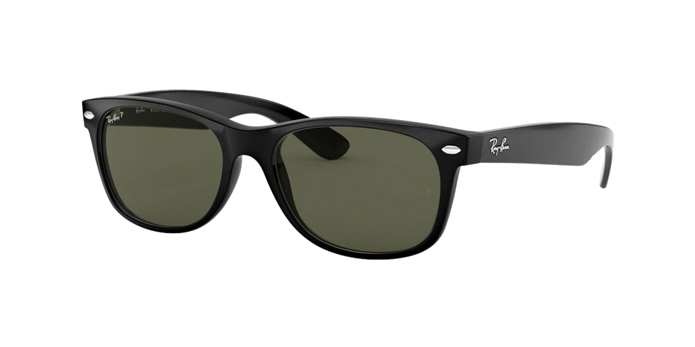 Ray-Ban Polarized New Wayfarer Sunglasses - Black/Polarized Green Classic G-15 — main view