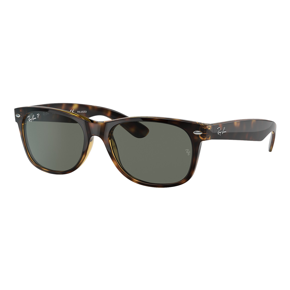 Ray-Ban Polarized New Wayfarer Classic Sunglasses - Tortoise/Polarized Green Solid Color - Size 52 frame — main view