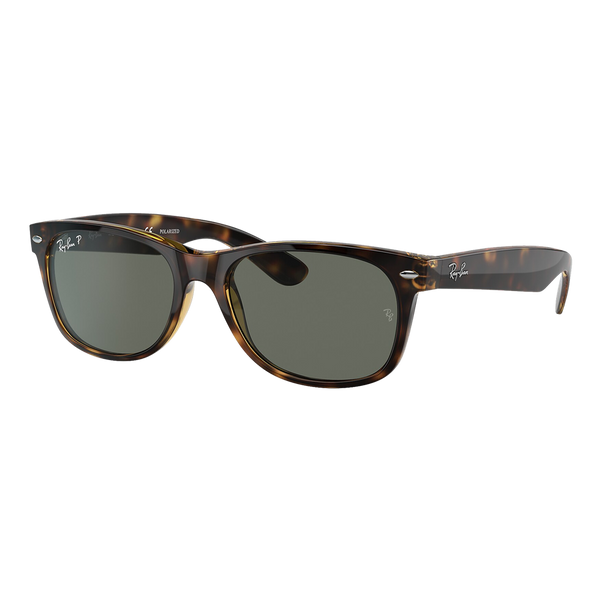 Ray-Ban Polarized New Wayfarer Classic Sunglasses - Tortoise/Polarized Green Solid Color - Size 52 frame — main view