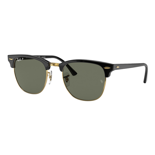 Ray-Ban Polarized Clubmaster Classic Sunglasses - Black/Polarized Green Classic G-15 - Size 49 frame — main view