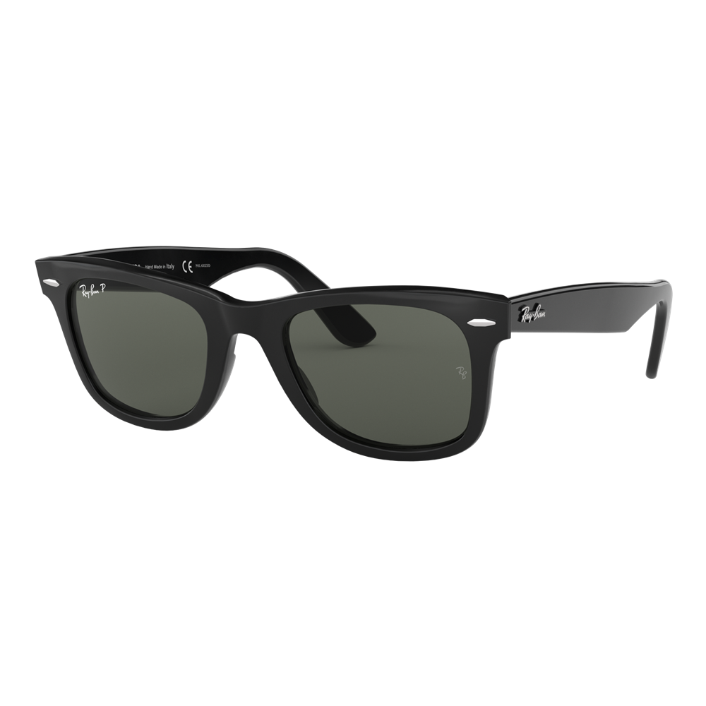 Ray-Ban Polarized Original Wayfarer Classic Sunglasses - Black/Polarized Green Classic G-15 - Size 50 frame — main view