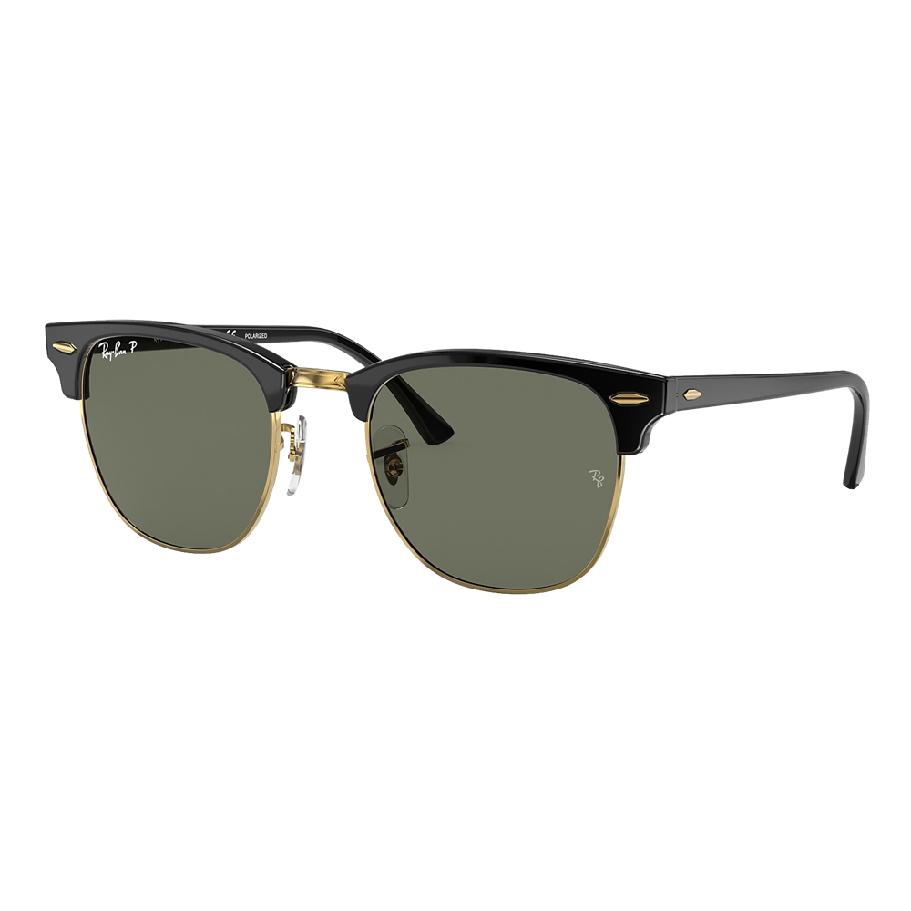 Ray-Ban Polarized Clubmaster Classic Sunglasses - Black/Polarized Green Classic G-15 - Size 51 frame — main view